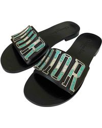 Christian Dior Woman Oblique Embroidered Sandals Leather Slippers Dior Sandals Dior Shoes Shoe Inspiration