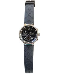 Louis Vuitton Orologio in acciaio nero Tambour Chronographe