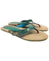 Burberry Patent Leather Flip Flops - Green