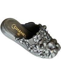 Chanel Leder Pantoffeln - Schwarz