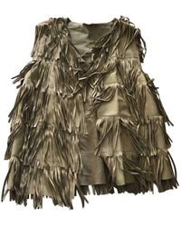 Sandro Beige Leather Knitwear - Natural