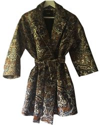 Maje Multicolour Cotton Coat - Green