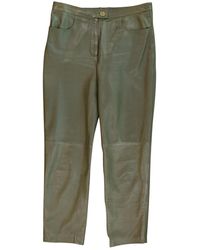 Chanel Pantaloni in pelle kaki - Verde