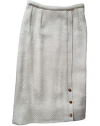 Chanel Tweed Halblang rock - Weiß