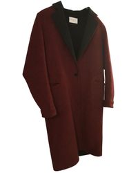 Sandro Burgundy Wool Coats - Multicolour