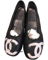 Chanel Bailarinas Cambon de Cuero - Negro