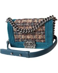 Chanel Borsa a tracolla Boy in Velluto - Blu