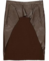 Nina Ricci \n Brown Leather Skirt