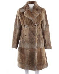 Sandro Beige Fur Coats - Multicolour
