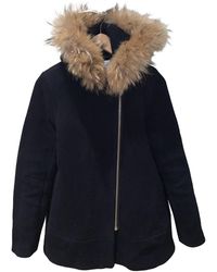 Sandro Fall Winter 2018 Navy Wool Coats - Blue