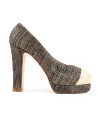 Chanel Leinen Pumps - Grau