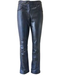 Chanel Pantaloni in pelle blu