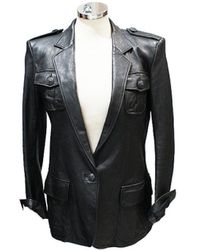 Balmain Leder Blouson - Schwarz