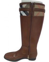 Burberry Leather Riding Boots - Brown