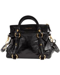 Miu Miu Vitello Black Leather Handbag