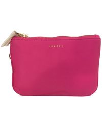 Sandro Addict Pink Leather Clutch Bag