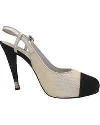 Chanel Décolleté Slingback in Pelle - Bianco