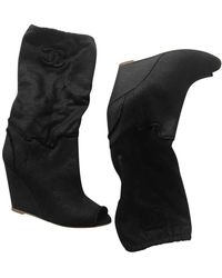 Chanel Leinen Stiefel - Schwarz