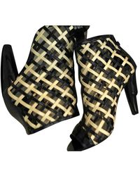 Chanel Leder Opentoes Stiefel - Schwarz