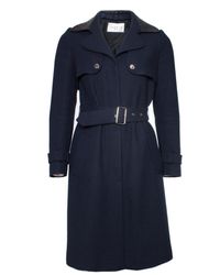 Sandro Navy Cotton Trench Coat - Blue