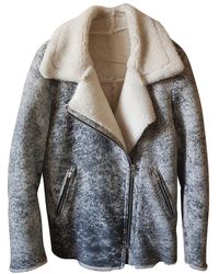 Sandro Grey Shearling Coats - Gray