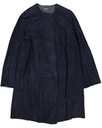 Max Mara Mantel en Suede Marine - Bleu
