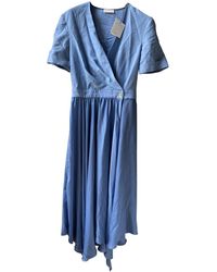 Sandro Spring Summer 2020 Leinen Midi kleid - Blau