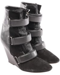 Isabel Marant Leder Stiefeletten - Schwarz