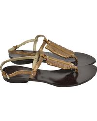 Max Mara Leather Flip Flops - Brown