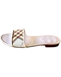 Burberry Cloth Mules - White