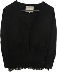 Maje Fall Winter 2018 Black Suede Leather Jacket