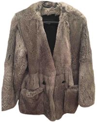 Maje Grey Rabbit Coats - Gray