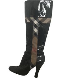 Burberry Patent Leather Riding Boots - Black