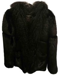 Maje Black Mongolian Lamb Coats