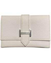 Hermès Portefeuilles Béarn en Cuir Blanc