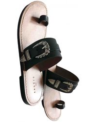 Sandro Leder Römersandalen - Schwarz