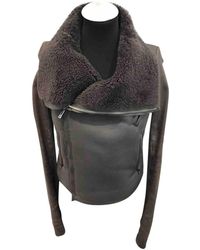 Rick Owens Giacca in pelle in pelle grigio