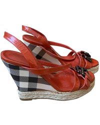 Burberry Patent Leather Sandals - Red