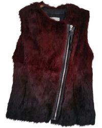 Sandro Burgundy Rabbit Jacket - Multicolour