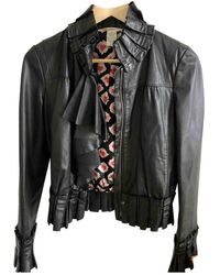 Diane von Furstenberg Leder Blouson - Schwarz