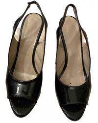 Max Mara Patent Leather Sandals - Black
