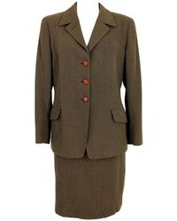 Burberry Wool Skirt Suit - Brown