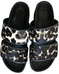 Sandro Pony-style Calfskin Sandals - Multicolour