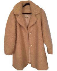 Sandro White Faux Fur Coat