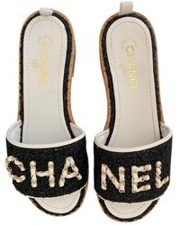 Chanel Tweed Pantoffeln - Schwarz