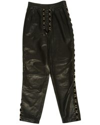 Valentino \n Black Leather Trousers