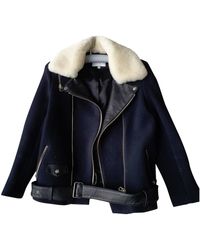 Sandro Blue Wool Leather Jacket