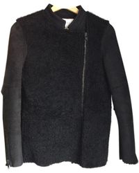 Sandro Black Leather Coat