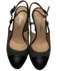 Chanel Slingback Leinen Pumps - Grau