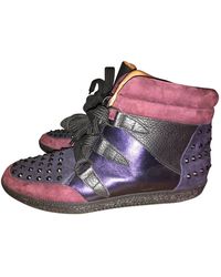 Sandro Albatorock Purple Leather Trainers - Multicolour